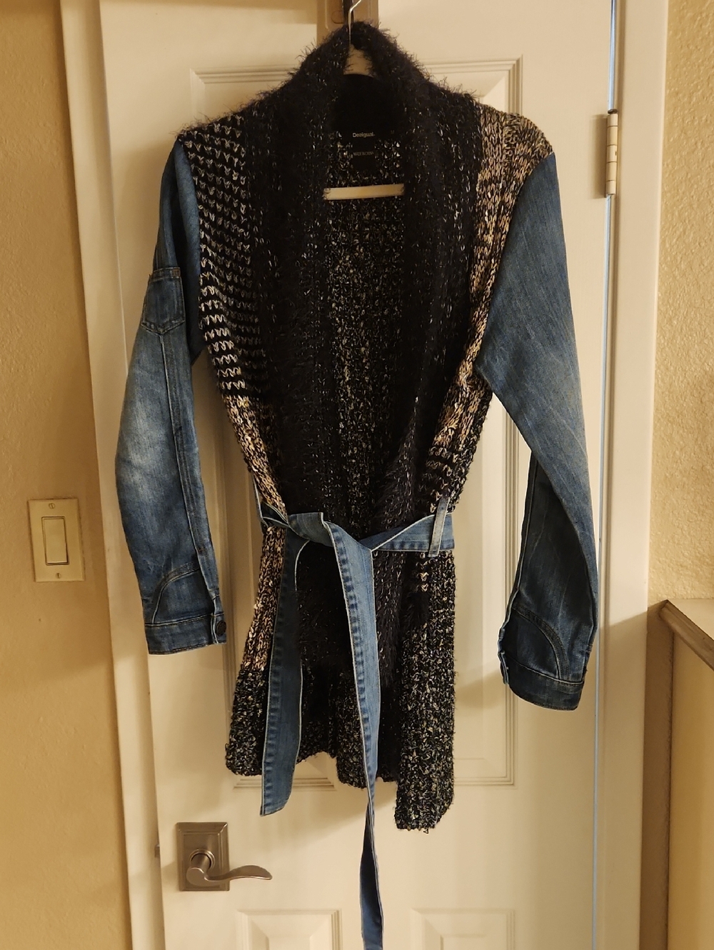 Desigual Black and Metallic Knit Sweater - M